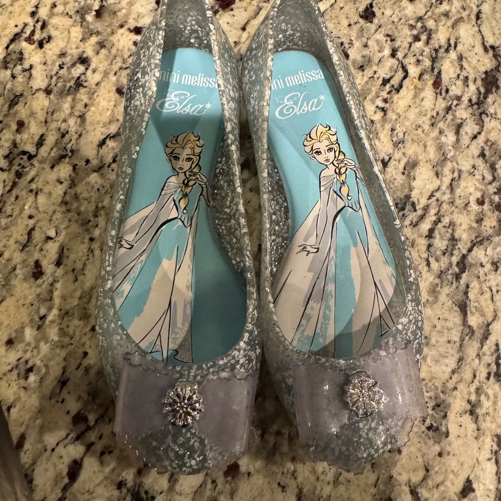 Mini Melissa Elsa Glitter Flats in Silver